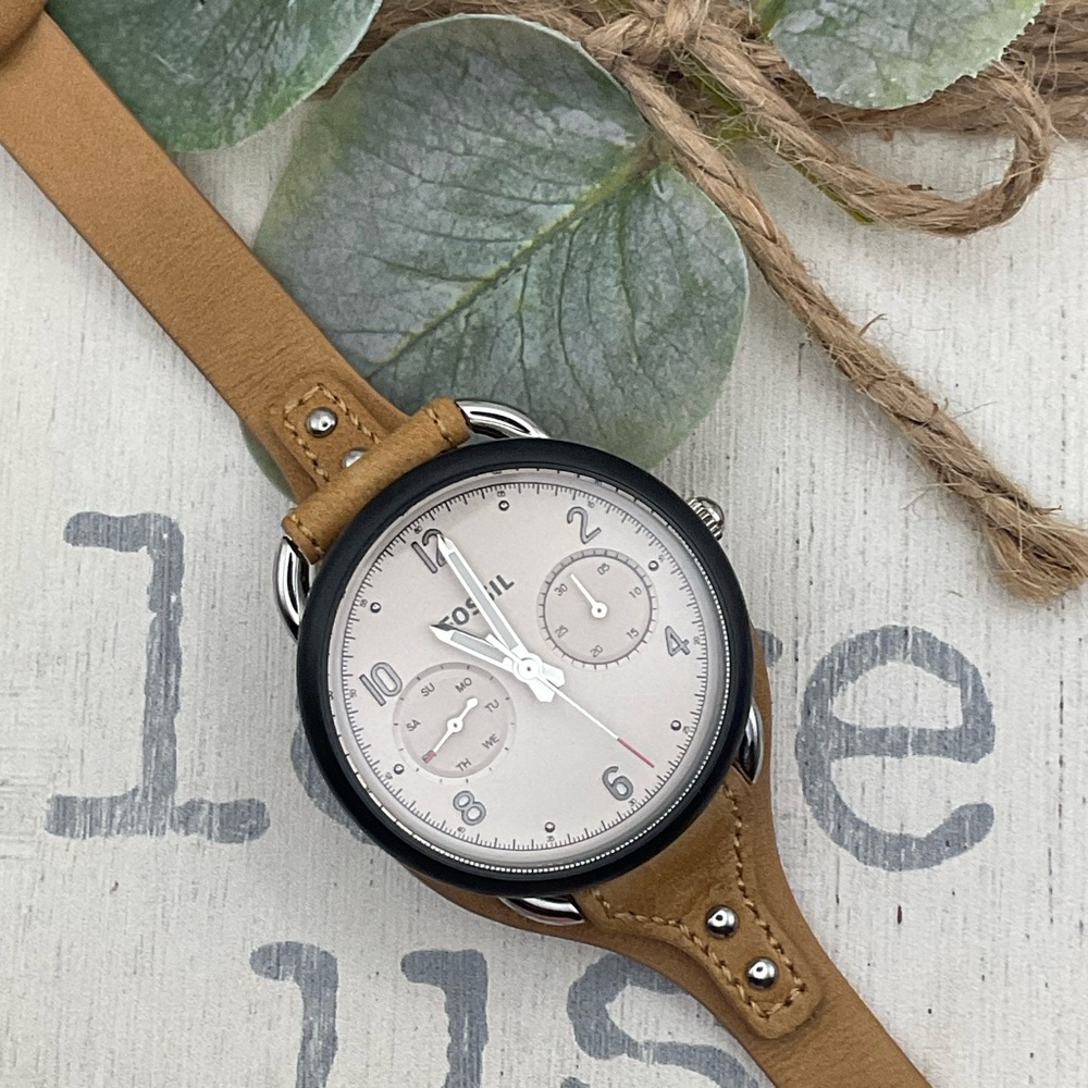 Fossil Brown Leather Boyfriends‎ Chronograph Watch